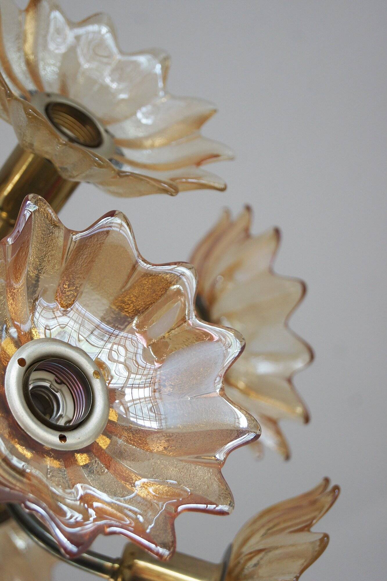 Plafonnier Mid-Century en Laiton et Verre de Sische Leuchten