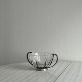Sucrier vintage en verre et métal argenté
