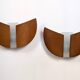 Pair of wood and glass wall lights from the 80s.