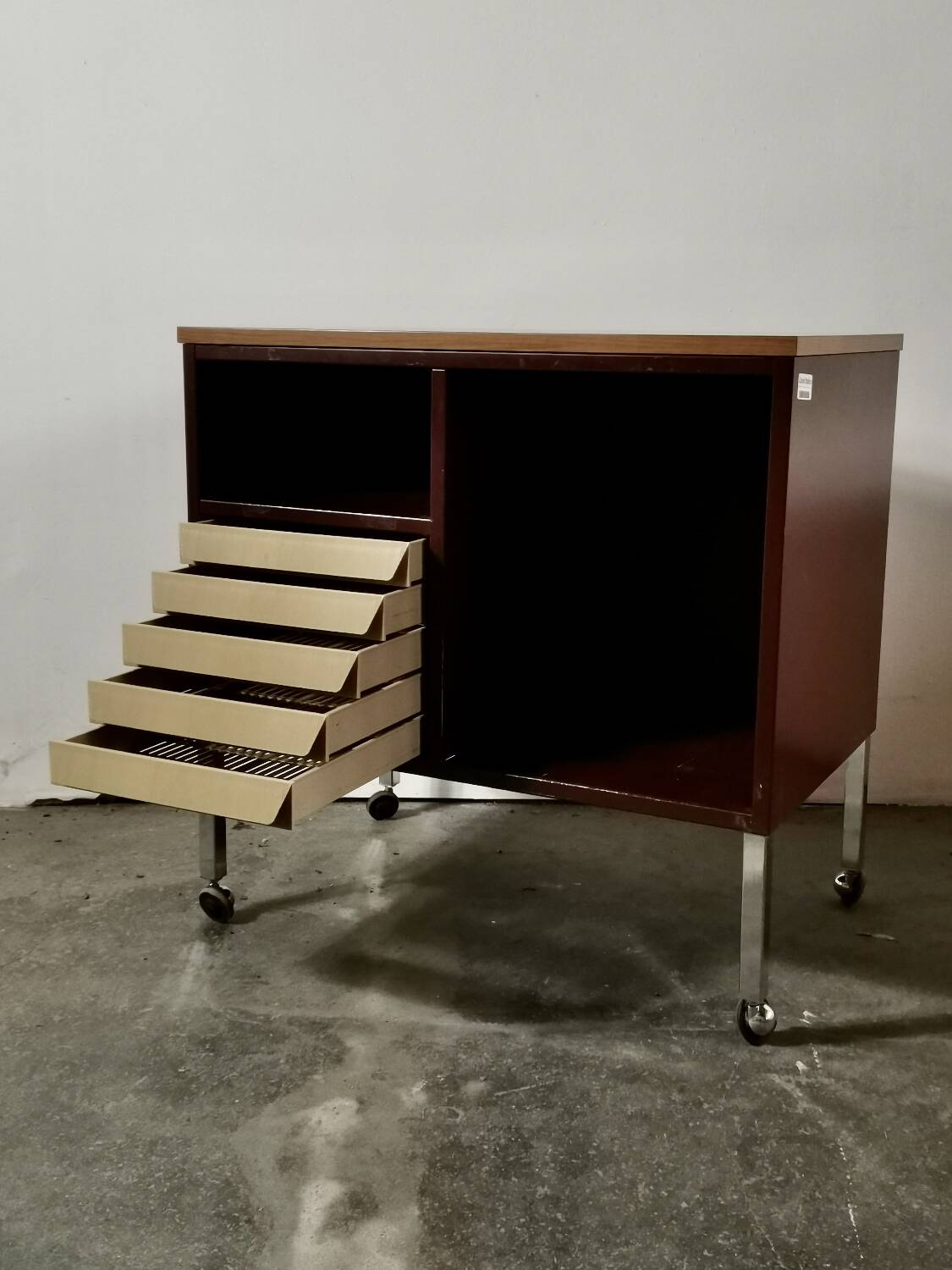 Vintage Italian Cabinet on Wheels, 1970s