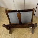 Wood and leather magazine rack