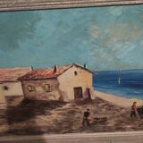 old painting signed marine boat