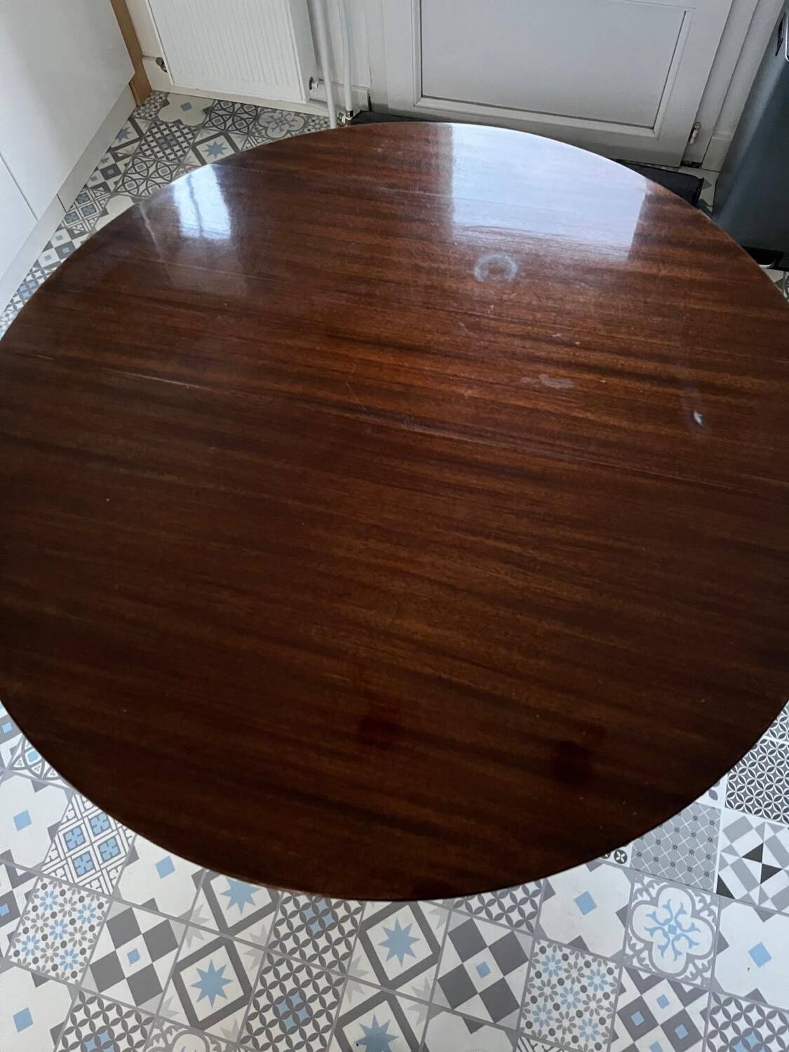 Empire-style table in solid walnut.