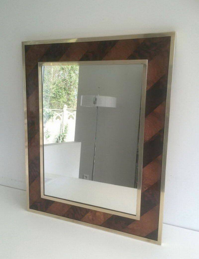 Mirror in wood and brass marquetry