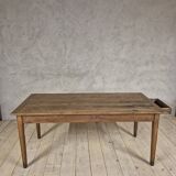 Antique rustic farmhouse table in solid oak, 19th century