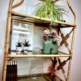 Rattan and glass shelf