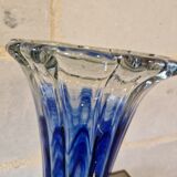 Ancient Blue and Transparent Murano Glass Vase