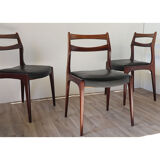 Series of 4 Scandinavian teak chairs 1960