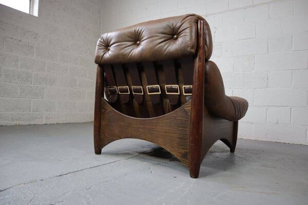Fauteuil lounge Ranger avec ottoman par Erik Deforce pour Gervan Belgique, 1970.