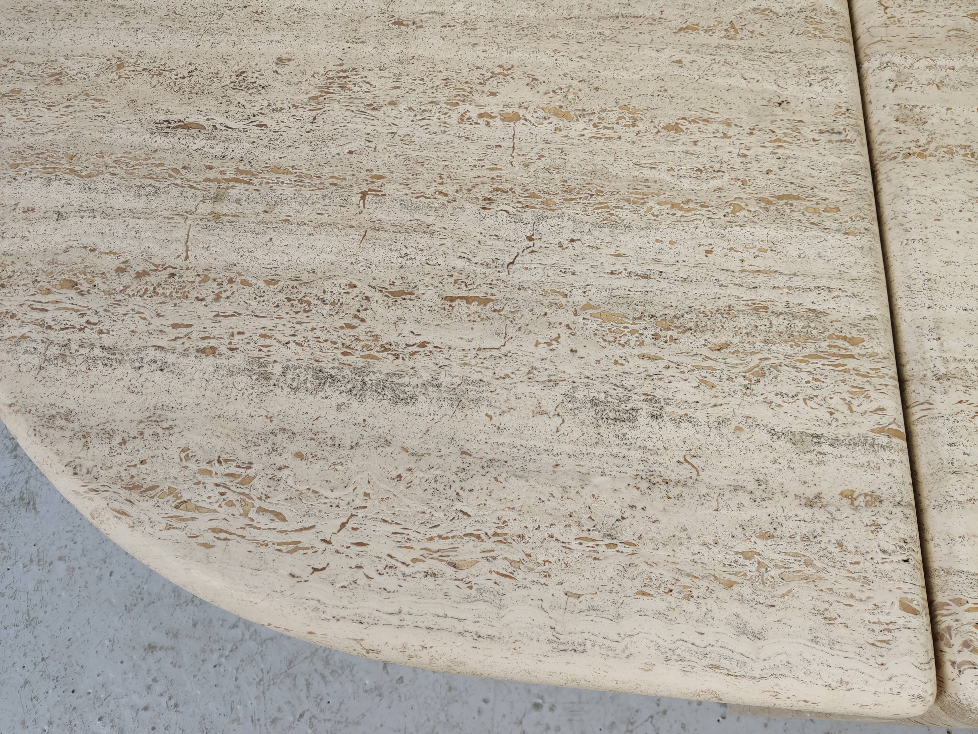 pair of low tables in travertine, Italy 1980s