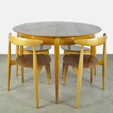 Chaises de salle à manger danoises « cœur » en hêtre et teck, FH4103, bz Hans J. Wegner pour Frity Hansen, années 1950