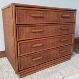 Vintage rattan chest of drawers 4 drawers