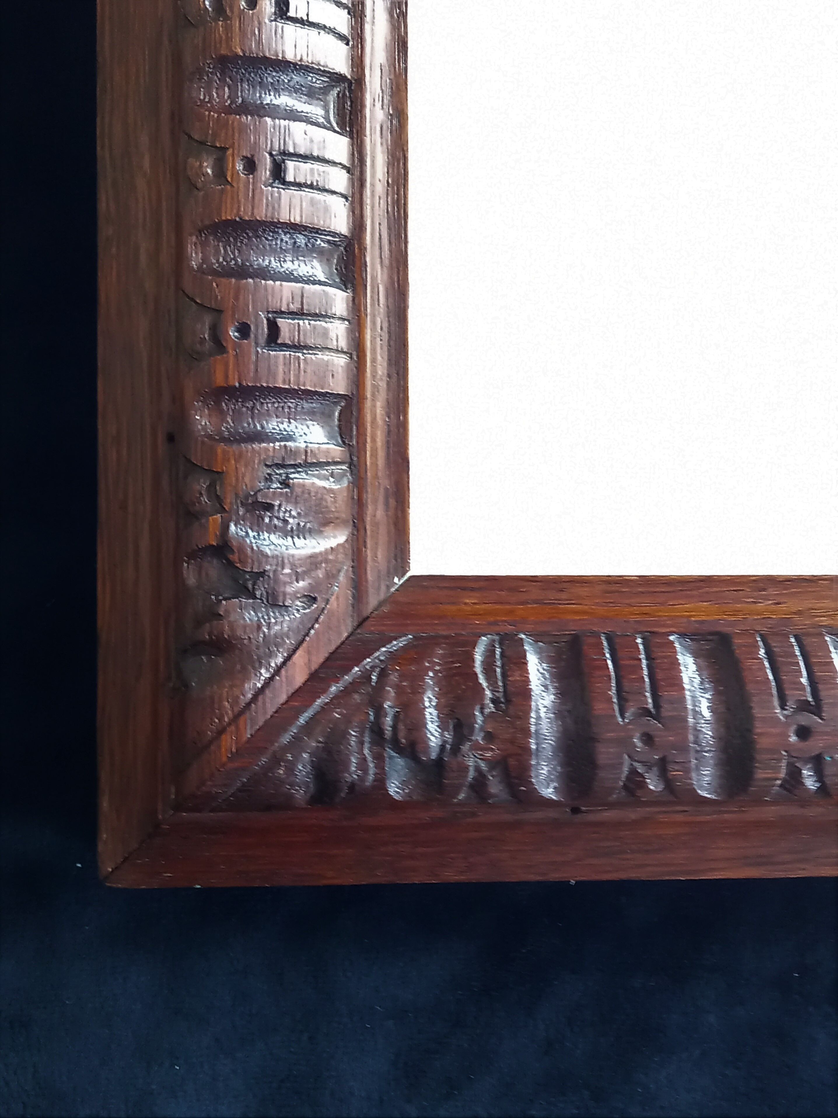 Rectangular mirror of neo-renaissance style in carved oak