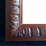 Rectangular mirror of neo-renaissance style in carved oak