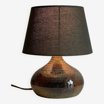 Lampe artisanale en grès emaillé vintage