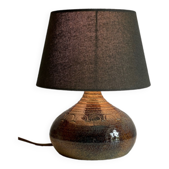 Lampe artisanale en grès emaillé vintage