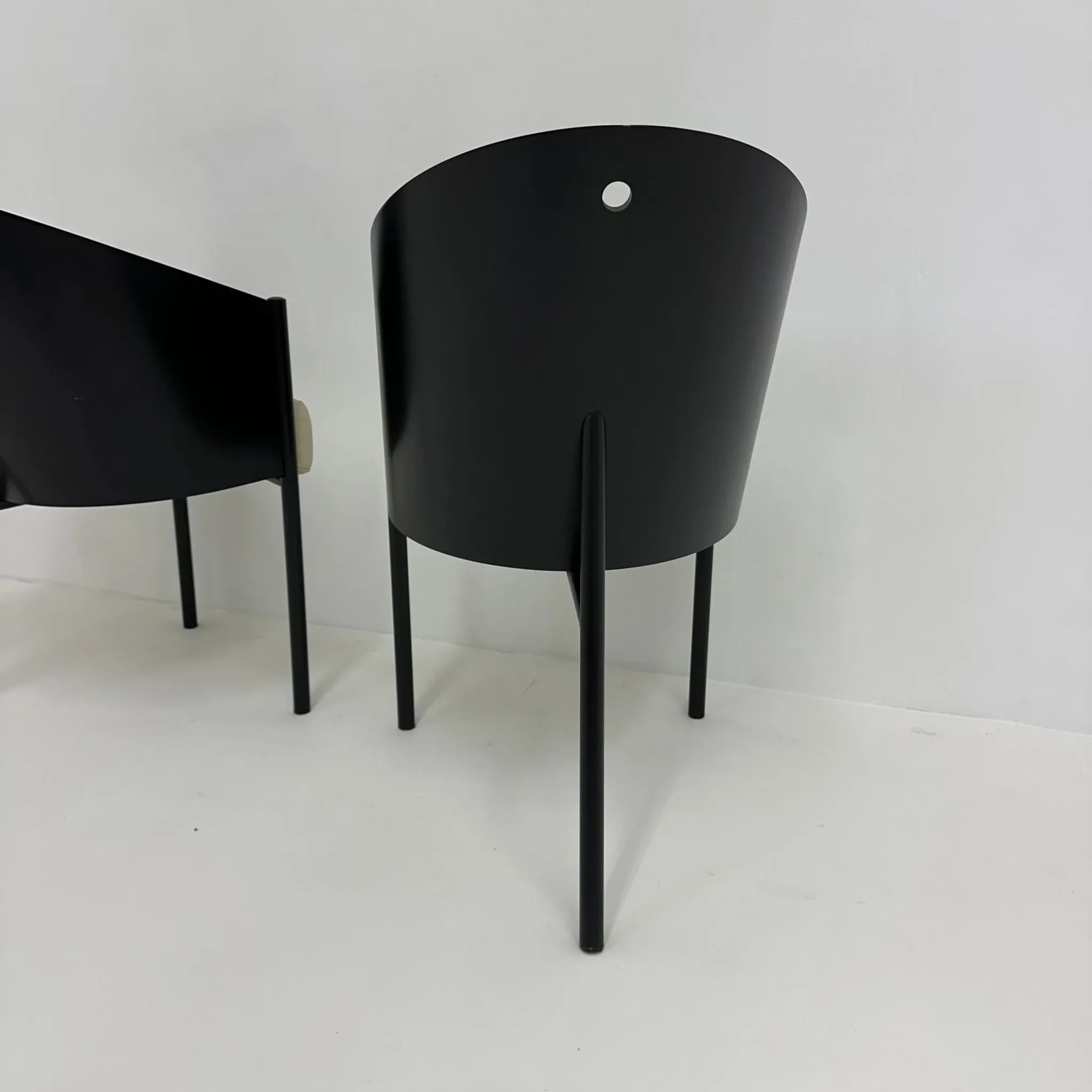 Postmodern set of 2 leather chairs  Italy, 1980
