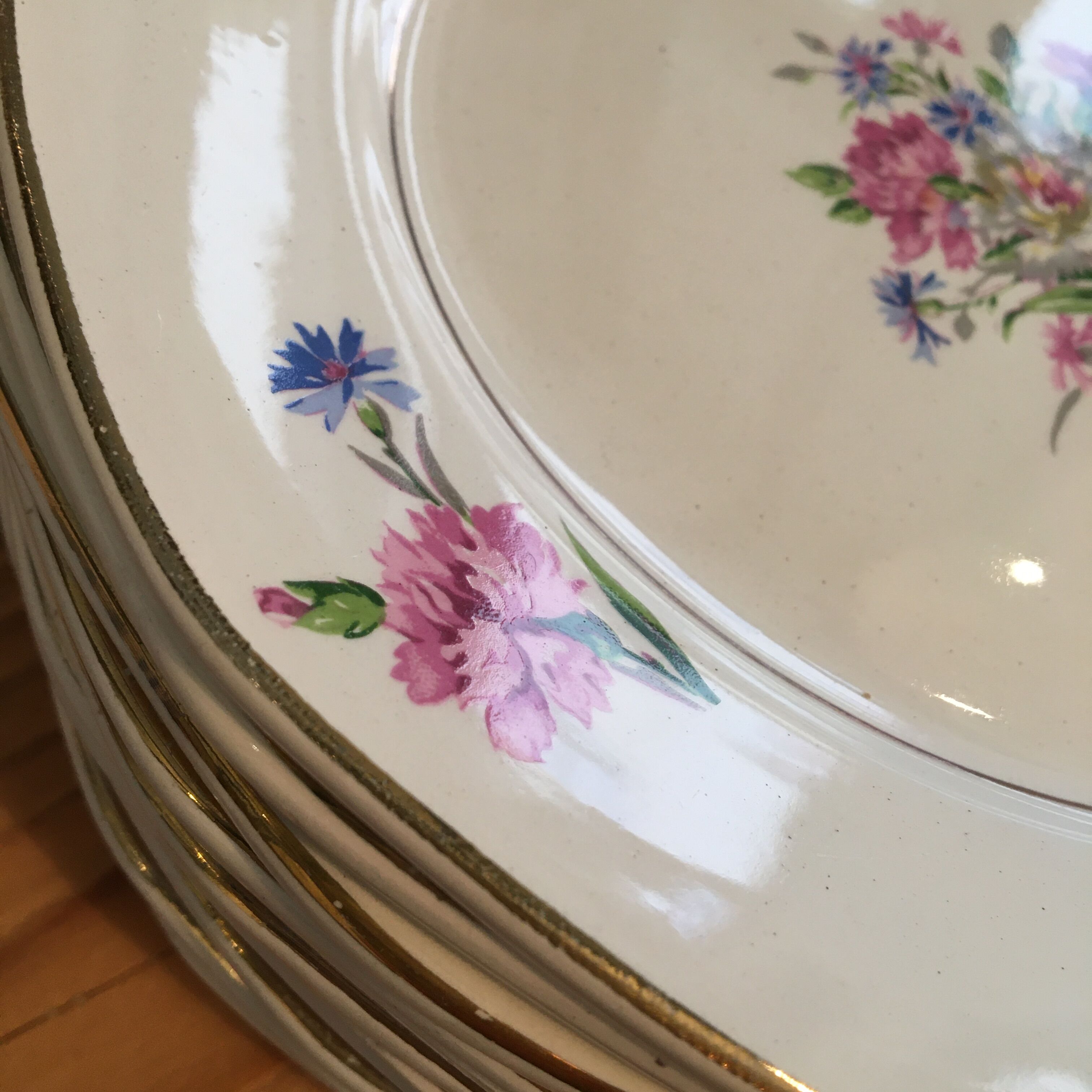 Set of 12 dessert plates carnations digoin sarreguemines