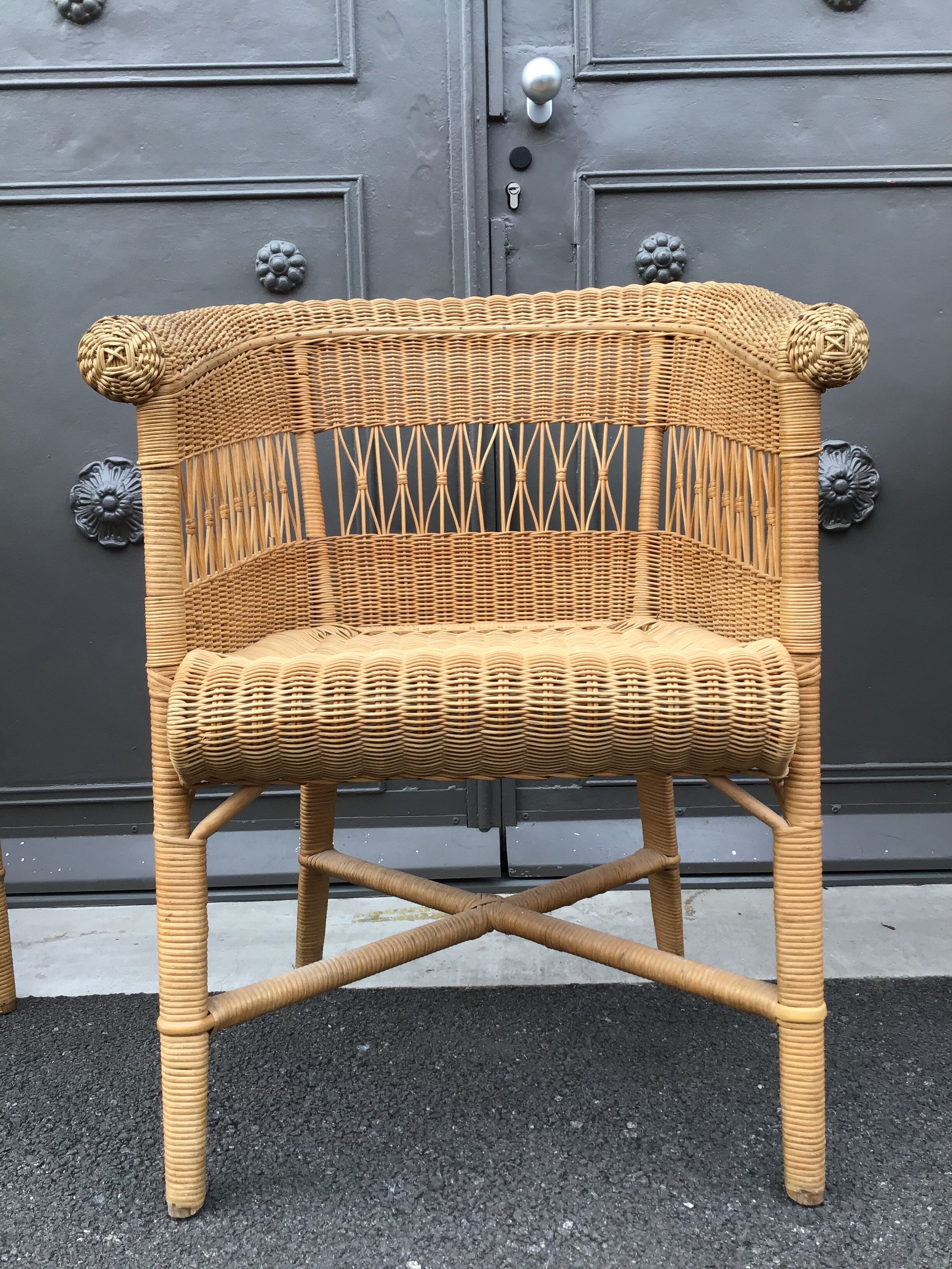 Vintage rattan gondola seat