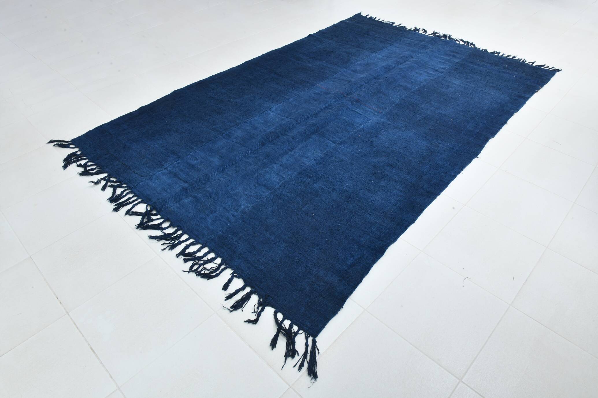 Contemporary Navy Blue Turkish Vintage Kilim Rug, 188x287Cm