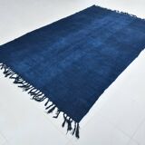 Contemporary Navy Blue Turkish Vintage Kilim Rug, 188x287Cm