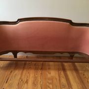 Louis XV pink velvet bed 140 x 190