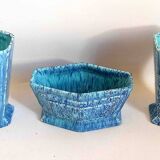 3-piece Art Deco blue fireplace surround