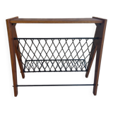 Scandinavian wood and steel magazine rack from the 60s