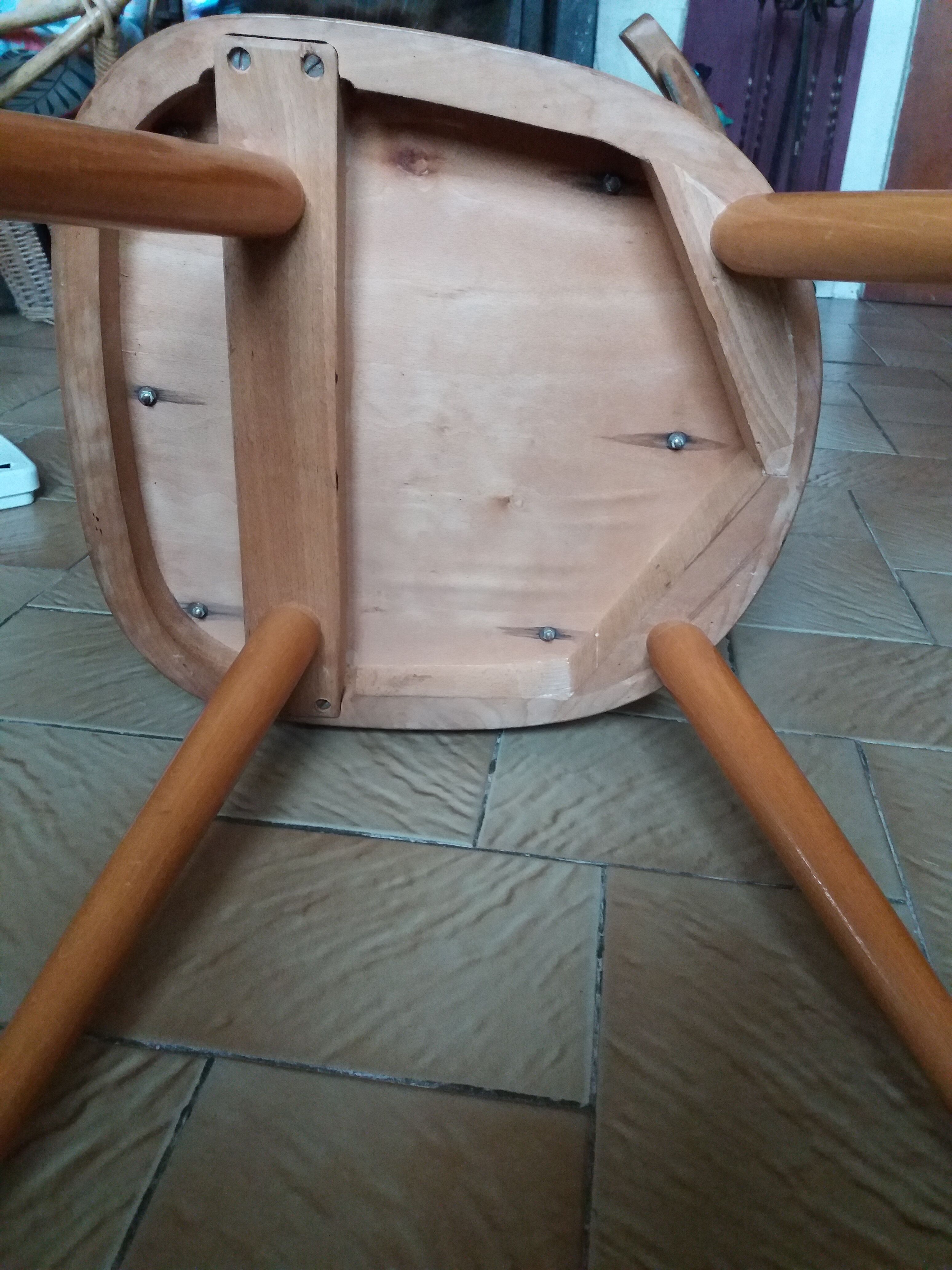 2 chairs bistro Baumann model 740 wood and skaï Scandinavian style