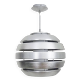 Grande suspension vintage Mercure par Eglo en aluminium brossé et opaline