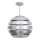 Large vintage Mercury pendant light by Eglo in brushed aluminum and opaline