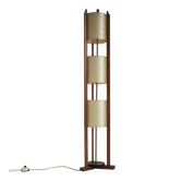 Mid-century modern 3-tier fiberglass & wood floor lamp
