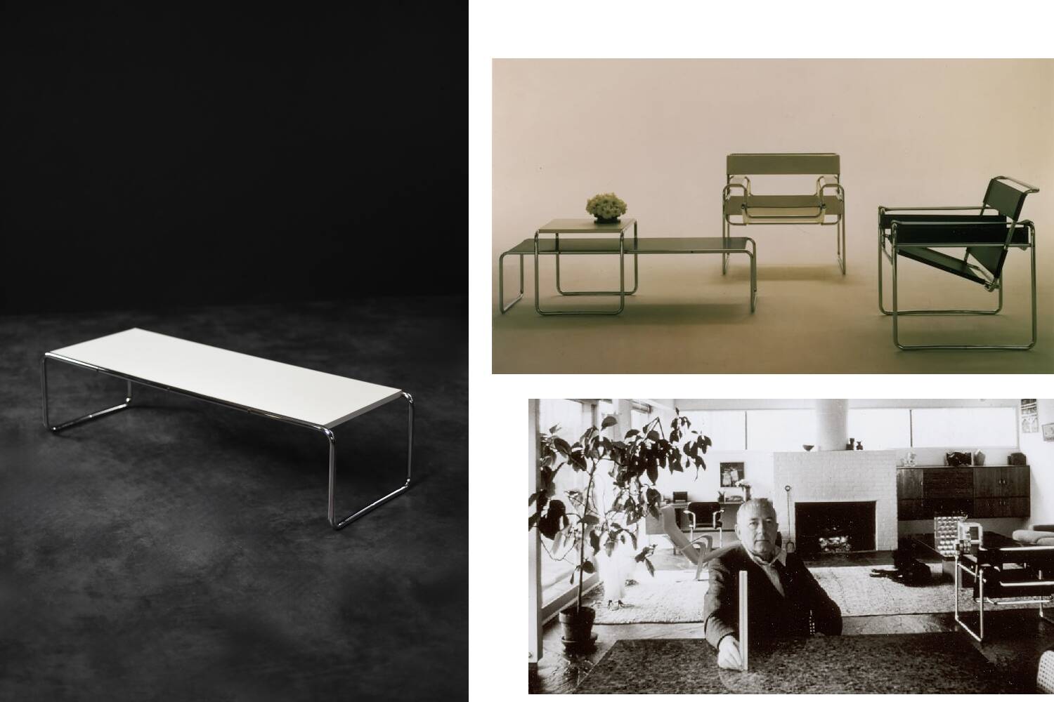 Mid-century modern Italian vintage coffee table Laccio Kiga by M. Breuer