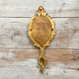 Old bronze hand-facing mirror  13x30cm
