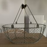 Panier vintage en metal et bois