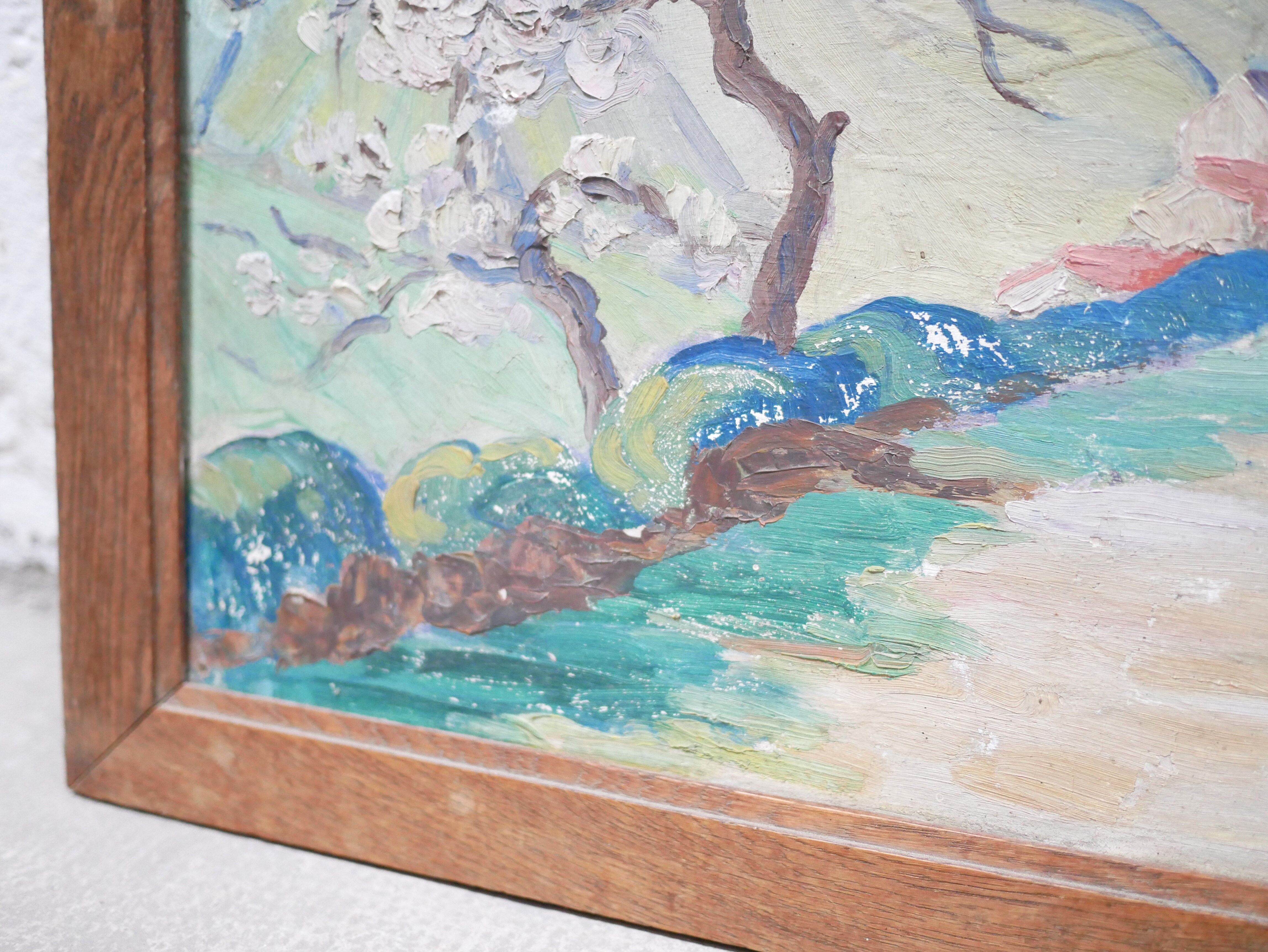 Old painting on panel signed M. Gay