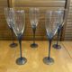 Set of 5 Champagne Flutes BORMIOLI ROCCO Moulded Glass + Vintage Blue Stem