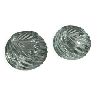 Set of two beautiful glass candle holders