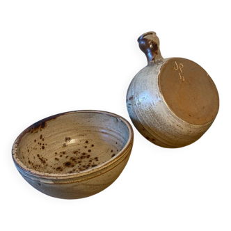 Stoneware salad bowls signed Jean Pierre Prudhomme