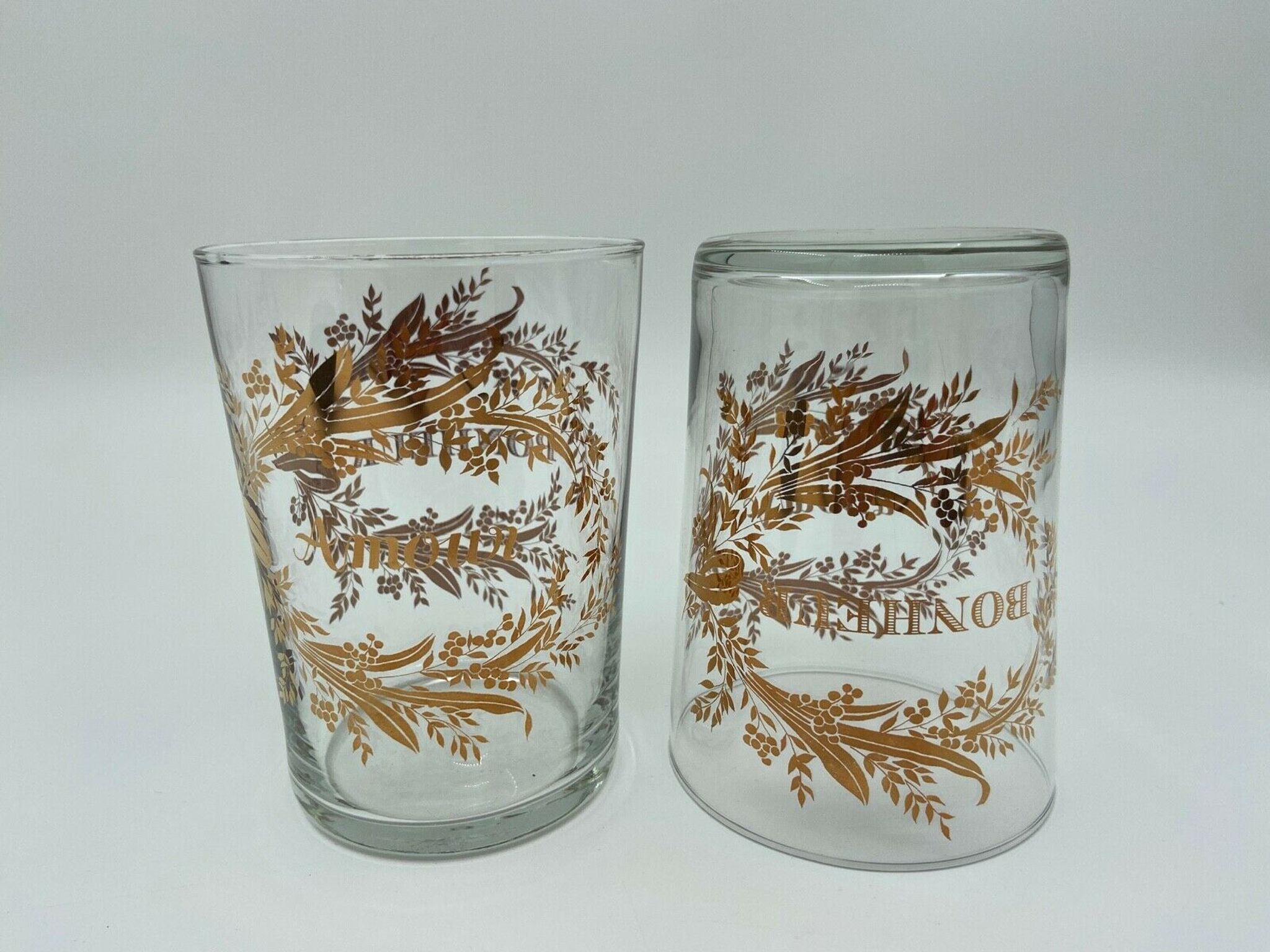 2 glasses napoleon iii love and happiness enhanced gold late xix eme