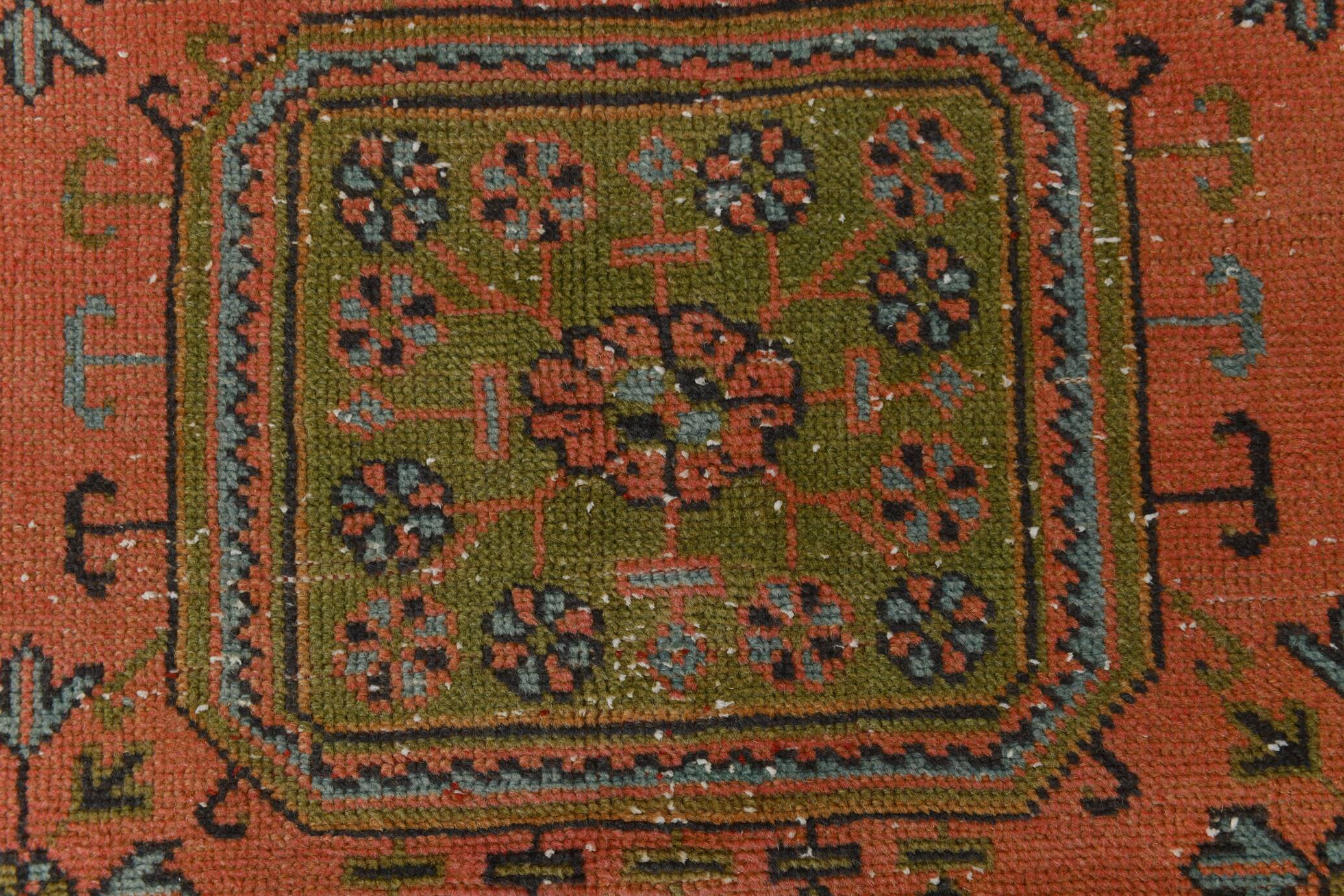 3x11 Vintage Terracotta Oriental Pattern Turkish Runner Rug, 89x342Cm