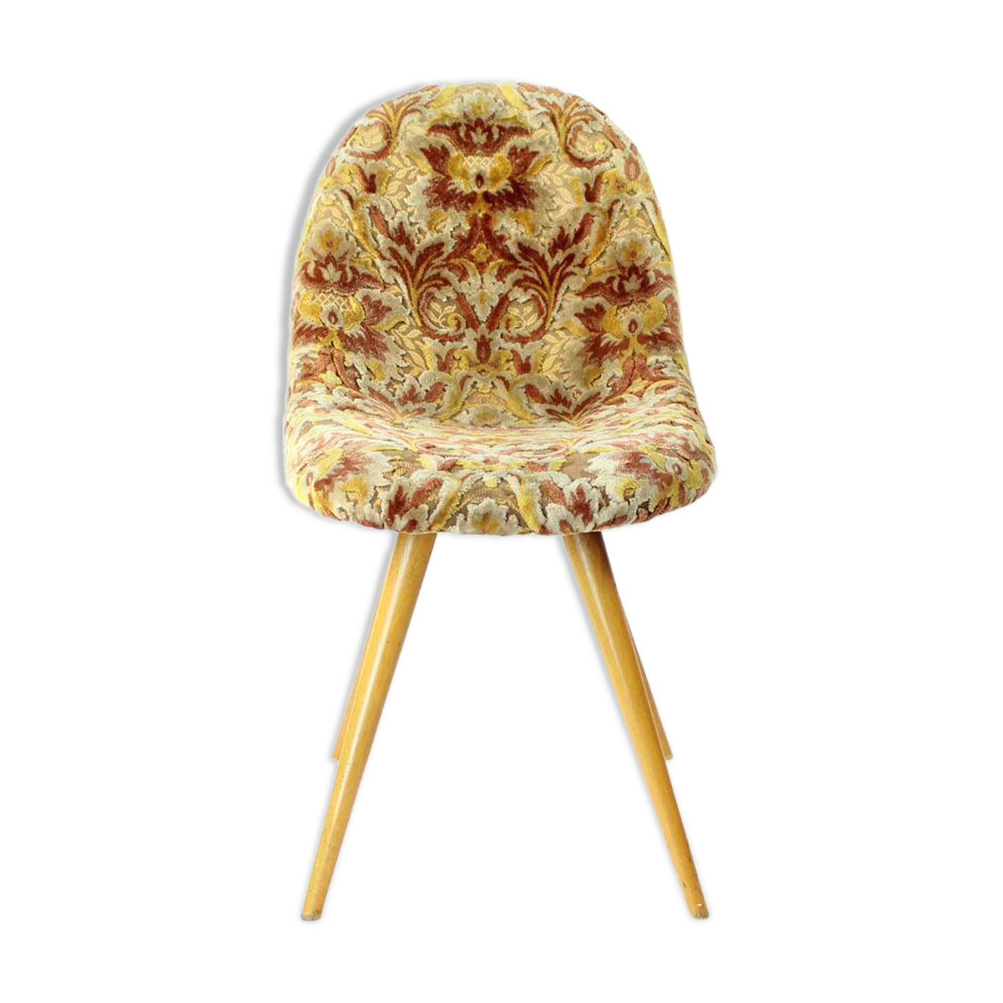 Midcentury Shell Chair By Miroslav Navratil In Original Velvet, Czechoslova