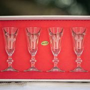 6 vintage 60's liqueur glasses in their original box.