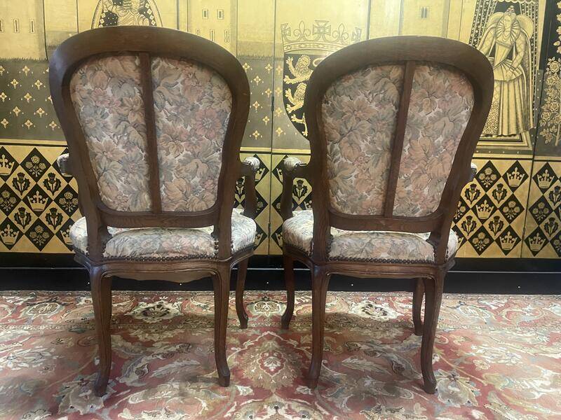 Pair of Louis XV style oak armchairs