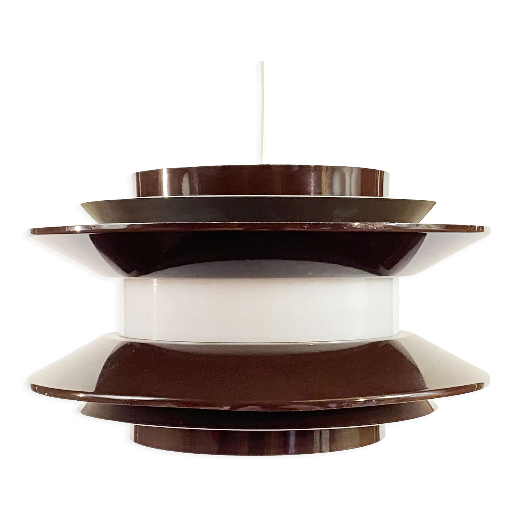 Pendant light "Trava" brown version by Carl Thore for Granhaga Metallindustri. Sweden 1970s.