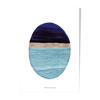 Totem deep purple illustration - 50 x 70 cm provided out of frame