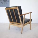 Fauteuil danois en teck et chêne du milieu du siècle, années 1950