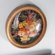 Golden vintage frame with bouquet of dried flowers under globe, wedding bouquet,