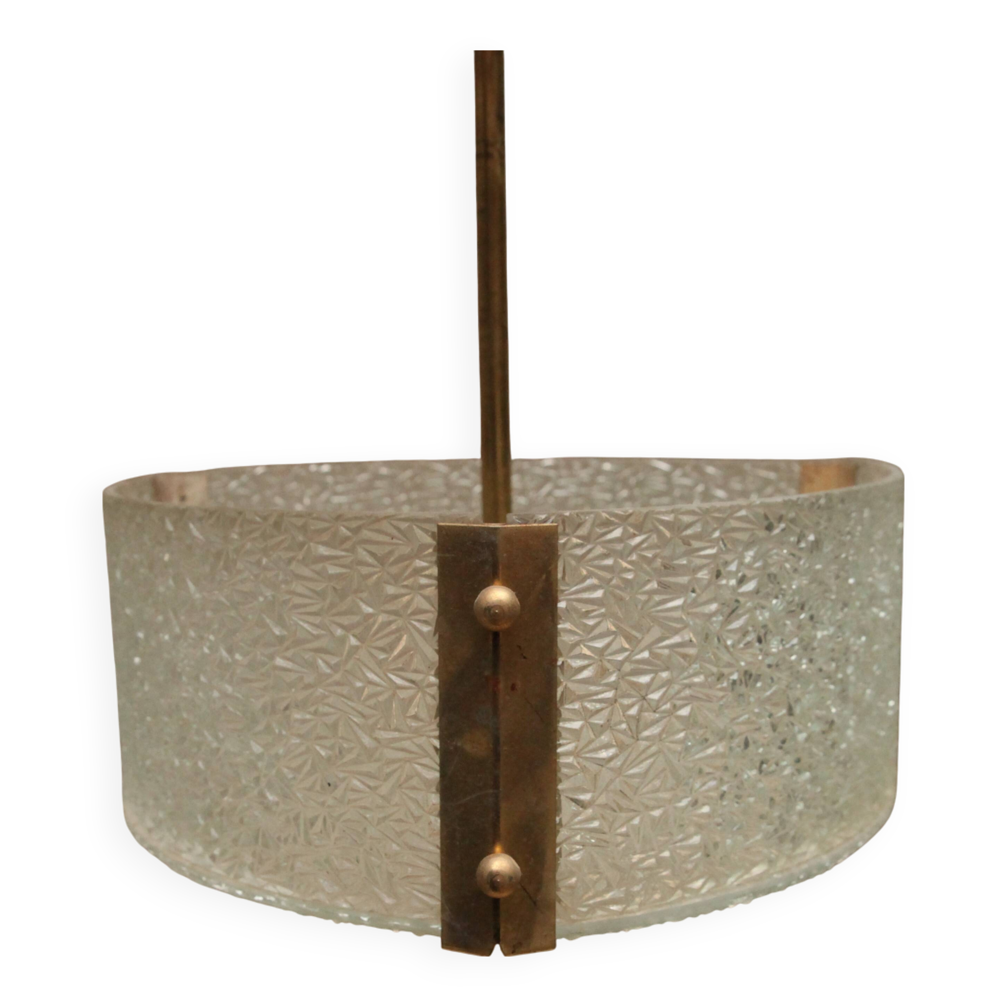 Glass and brass pendant light