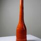 Bright orange mid-century decorative bottle lamp base glazed pottery.